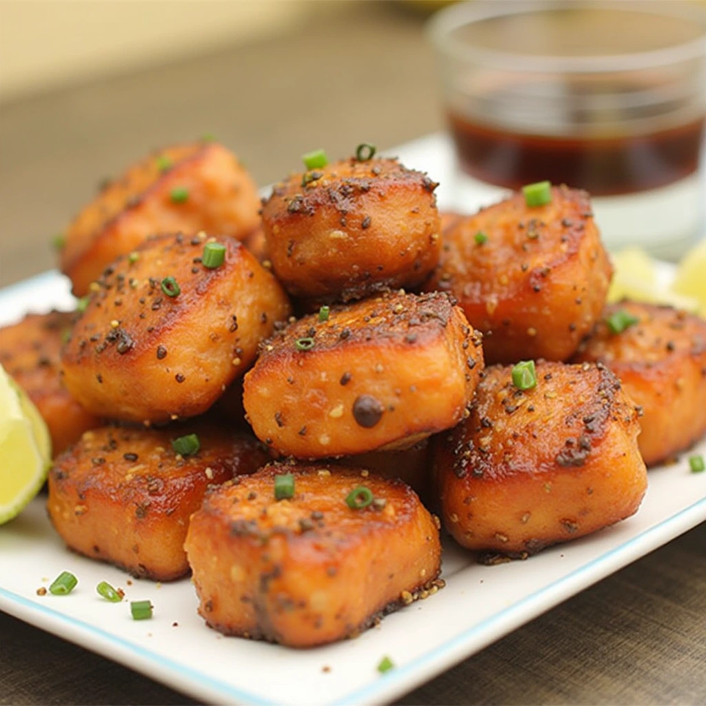 Blackened Honey Glazed Salmon Bites